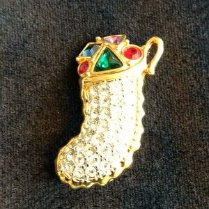 Vintage New Christmas Stocking Brooch